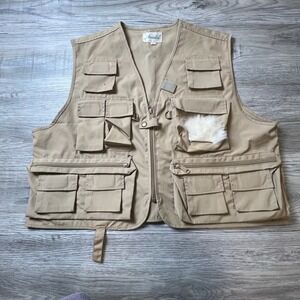 Ausable Fishing Vest Mens XL Tan Multi-Pocket Utility Gorpcore Tactical Outdoor